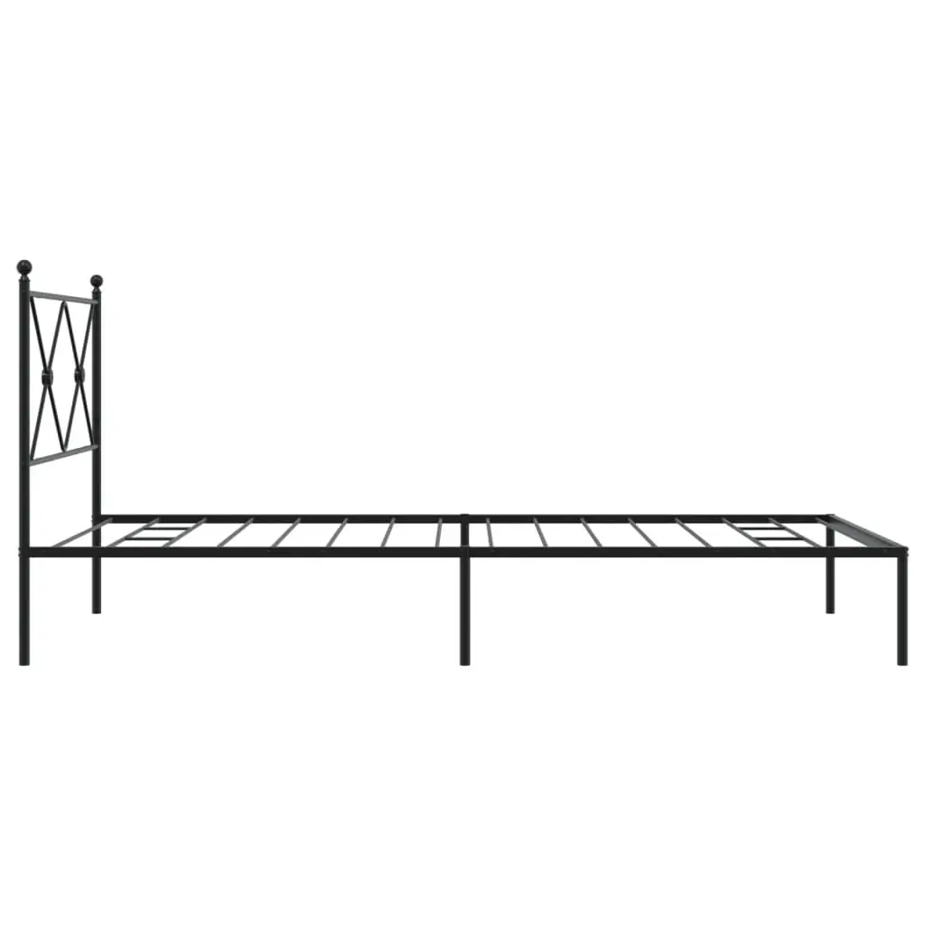 Metal Bed Frame King 107x203cm Black Powder-coated Steel Slats Headboard