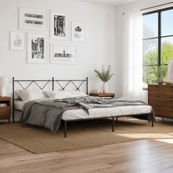 Stylish King Bed Frame with Storage and Headboard - Black