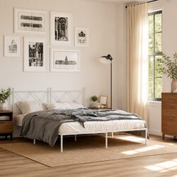 Elevate Your Bedroom with a White Metal Bed Frame 150x200 cm