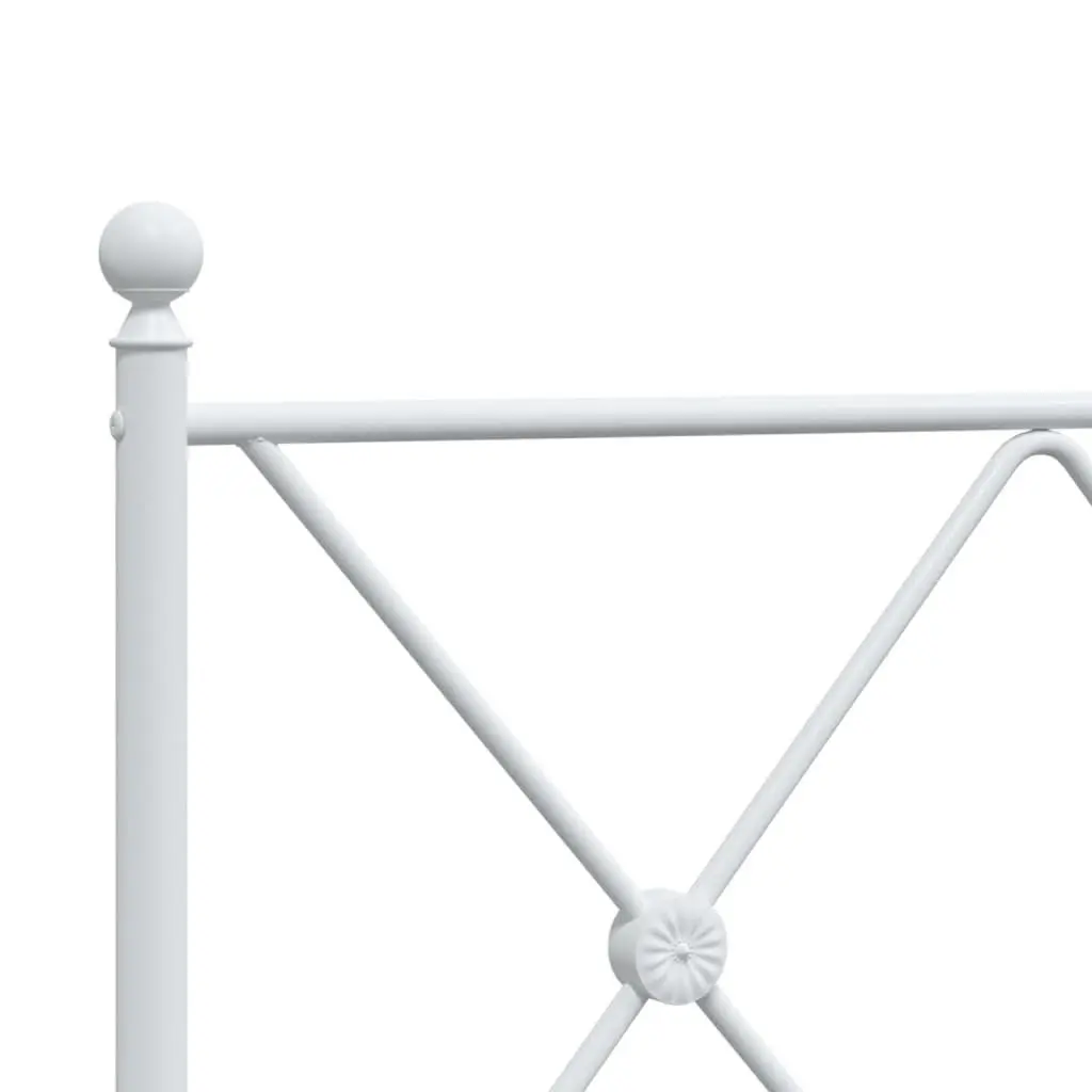 King Size Metal Bed Frame with Slatted Base and Integrated Headboard White 183x203cm