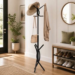 Functional Black Coat Stand for Organised Living Spaces