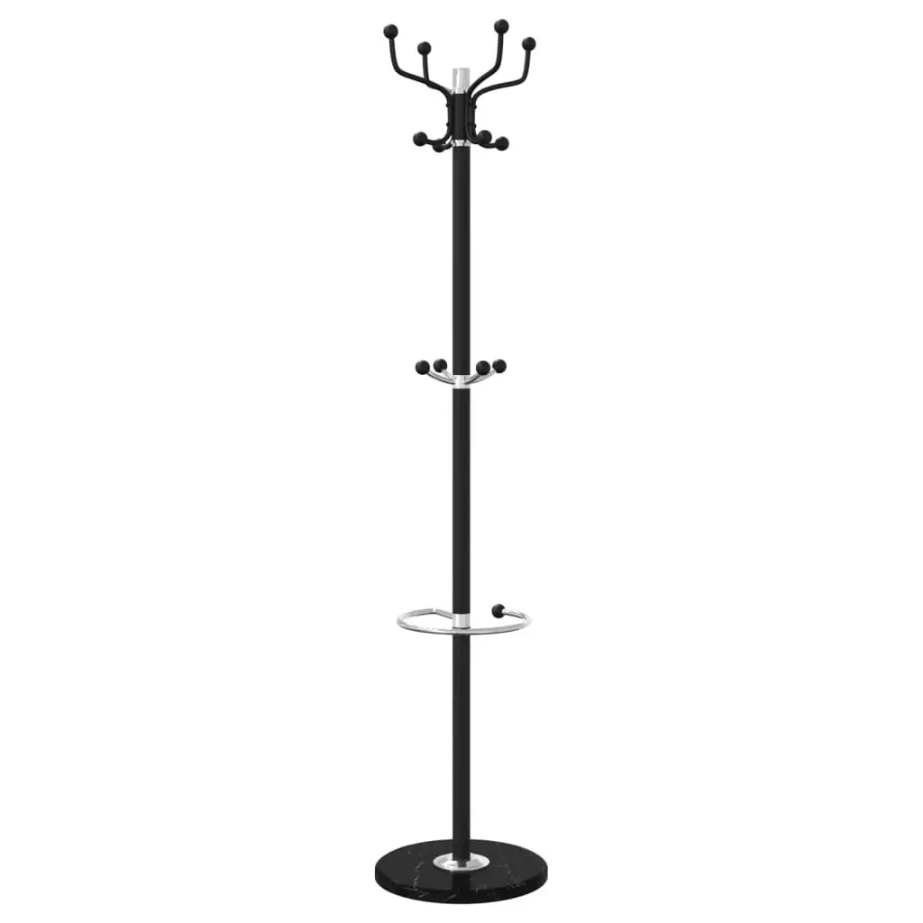 Coat Stand 180cm Powder-coated Iron Frame 12 Hooks Umbrella Holder Freestanding Storage