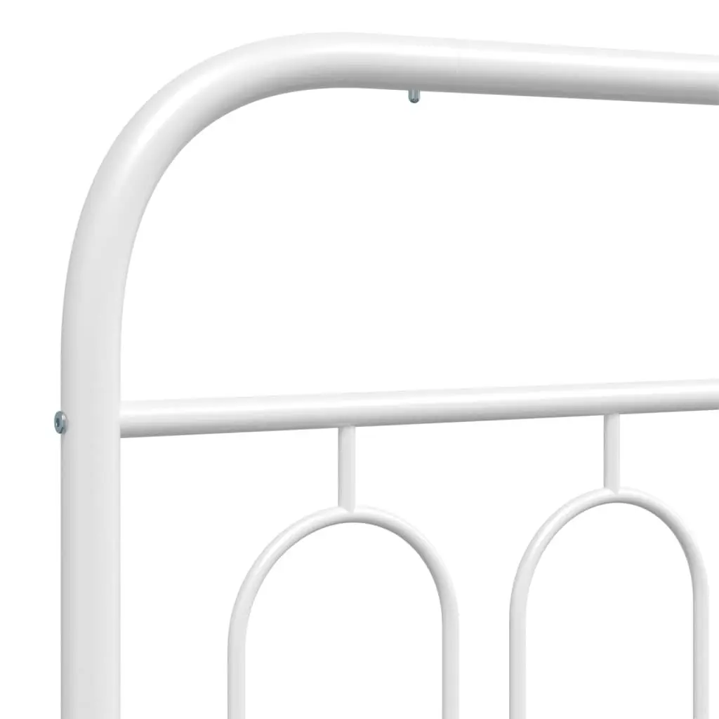 Metal Bed Frame 135x190 cm White Steel Slats Support Storage Space