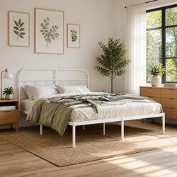 Transform Your Bedroom with a White Metal Bed Frame 150x200 cm