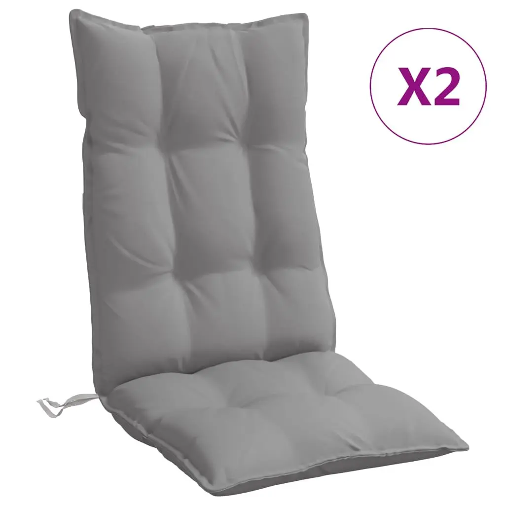 Highback Chair Cushions 2 pcs Grey Oxford Fabric Outdoor Garden Patio Seat Pad