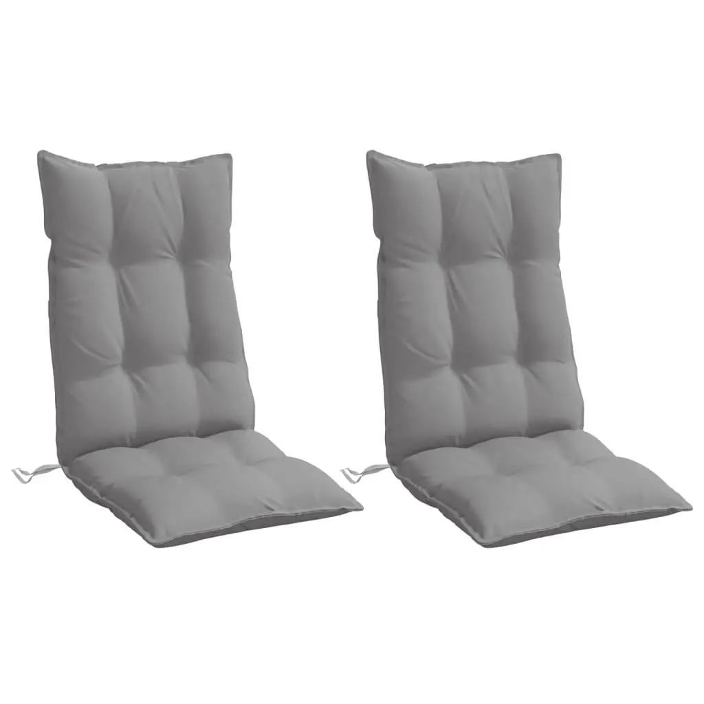 Highback Chair Cushions 2 pcs Grey Oxford Fabric Outdoor Garden Patio Seat Pad