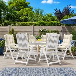 Highback Chair Cushions 6 Pack Cream for Outdoor Spaces