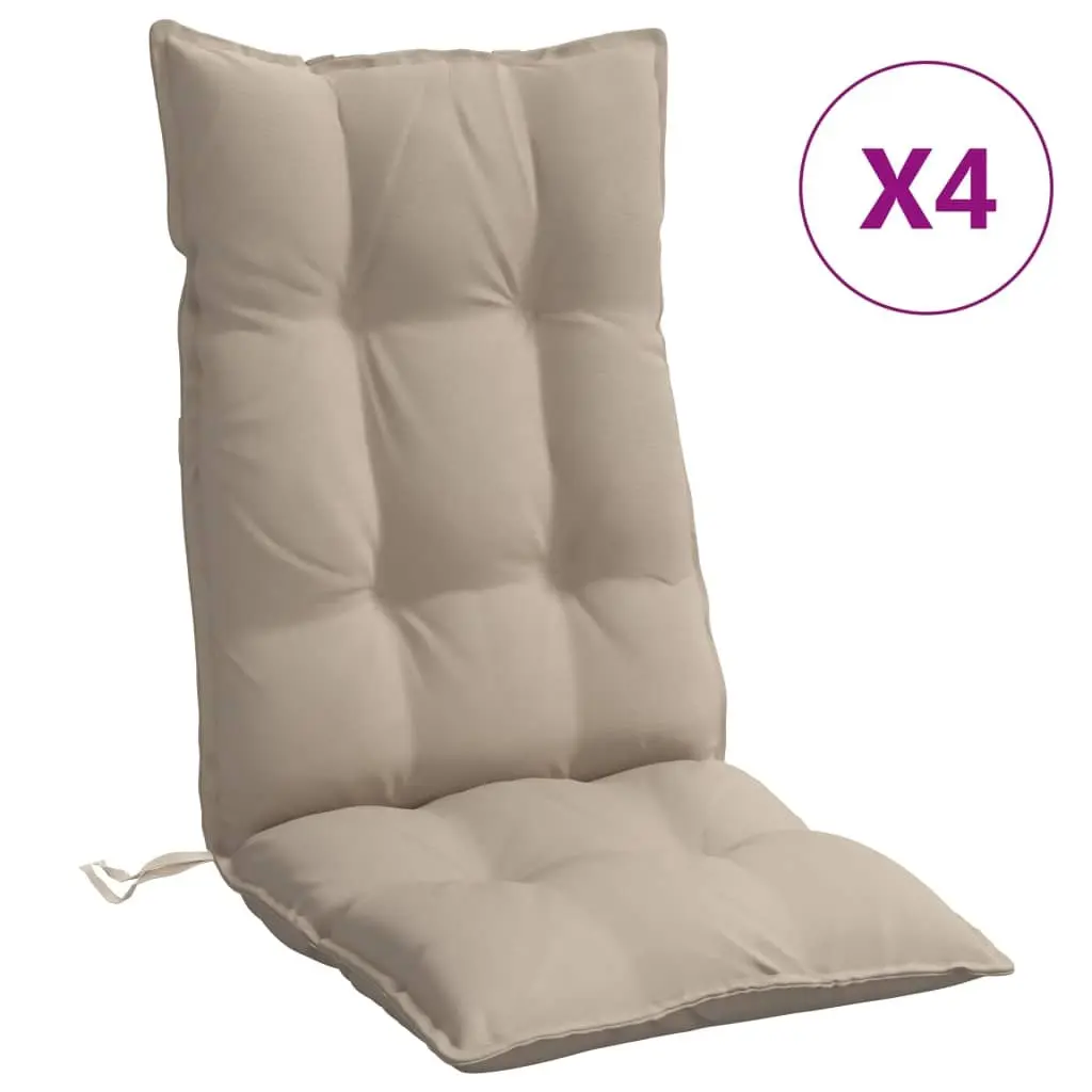 Highback Chair Cushions 4 pcs Taupe Oxford Fabric Durable Water-Resistant Outdoor Garden Patio Seat Pad