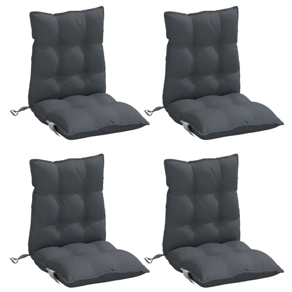 Low Back Chair Cushions 50 x 100 cm 4 Pack Anthracite Oxford Fabric Outdoor Indoor Seating
