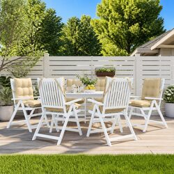 Lowback Chair Cushions 6 pcs Beige Oxford Fabric Outdoor Garden Patio Seat Pad