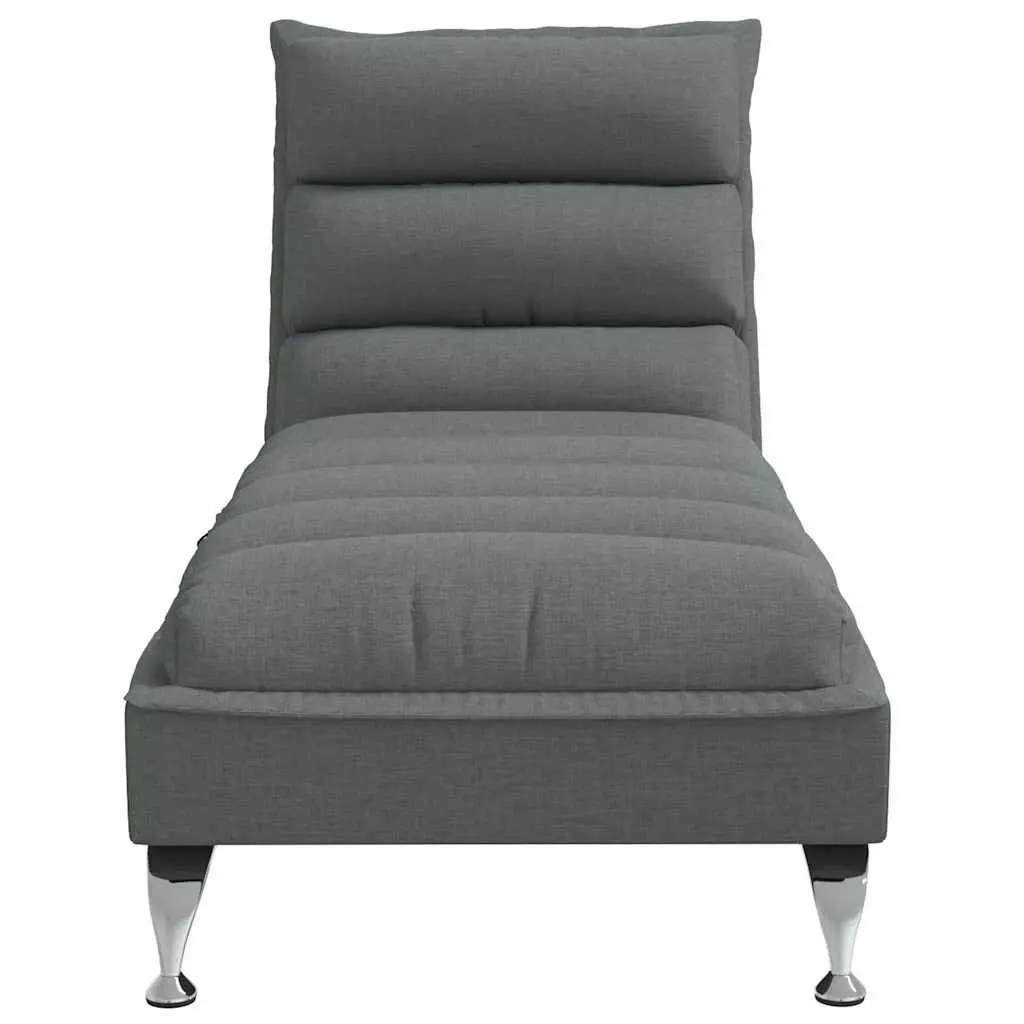 Massage Chaise Lounge Dark Grey Fabric Vibration Function with Cushions