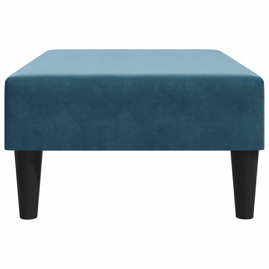 Blue Velvet Footstool Compact Soft Upholstered Ottoman Living Room Bedroom Furniture