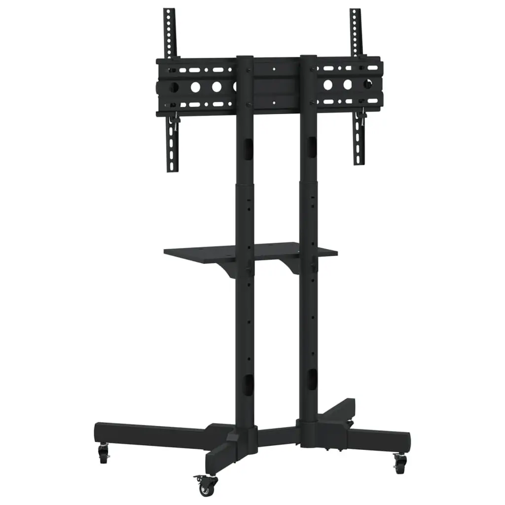 TV Stand on Wheels for 32-70 Inch Screens Height Adjustable Tilting Monitor Black Powder-Coated Steel Frame