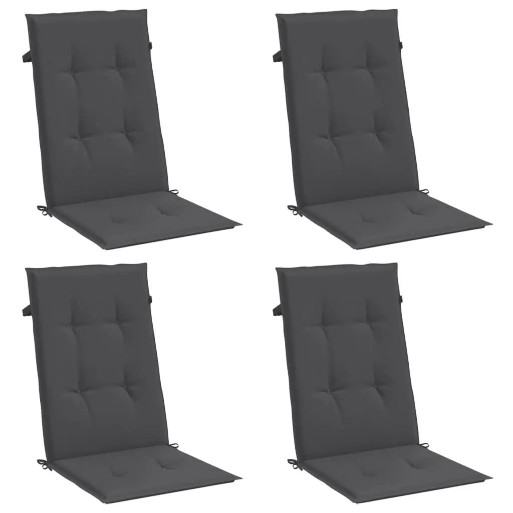 Highback Chair Cushions Set 4 Piece Anthracite Outdoor Garden Patio Seat Pad