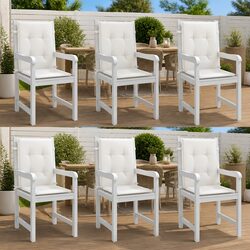 Lowback Chair Cushions 6 Pieces Cream Outdoor Garden Patio Furniture Seat Pads