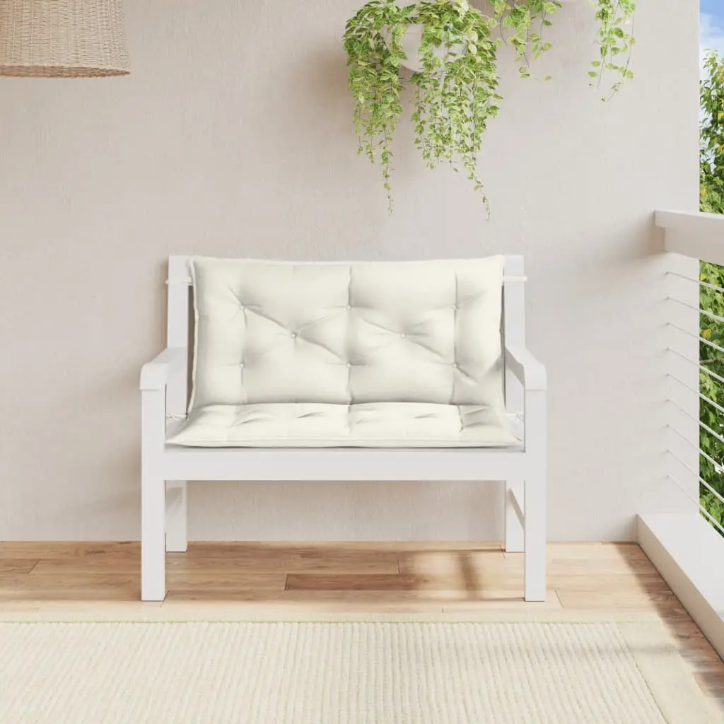 Garden Bench Cushions 100 x 50 x 7 cm 2 Pieces Cream Outdoor Patio Seating Pad