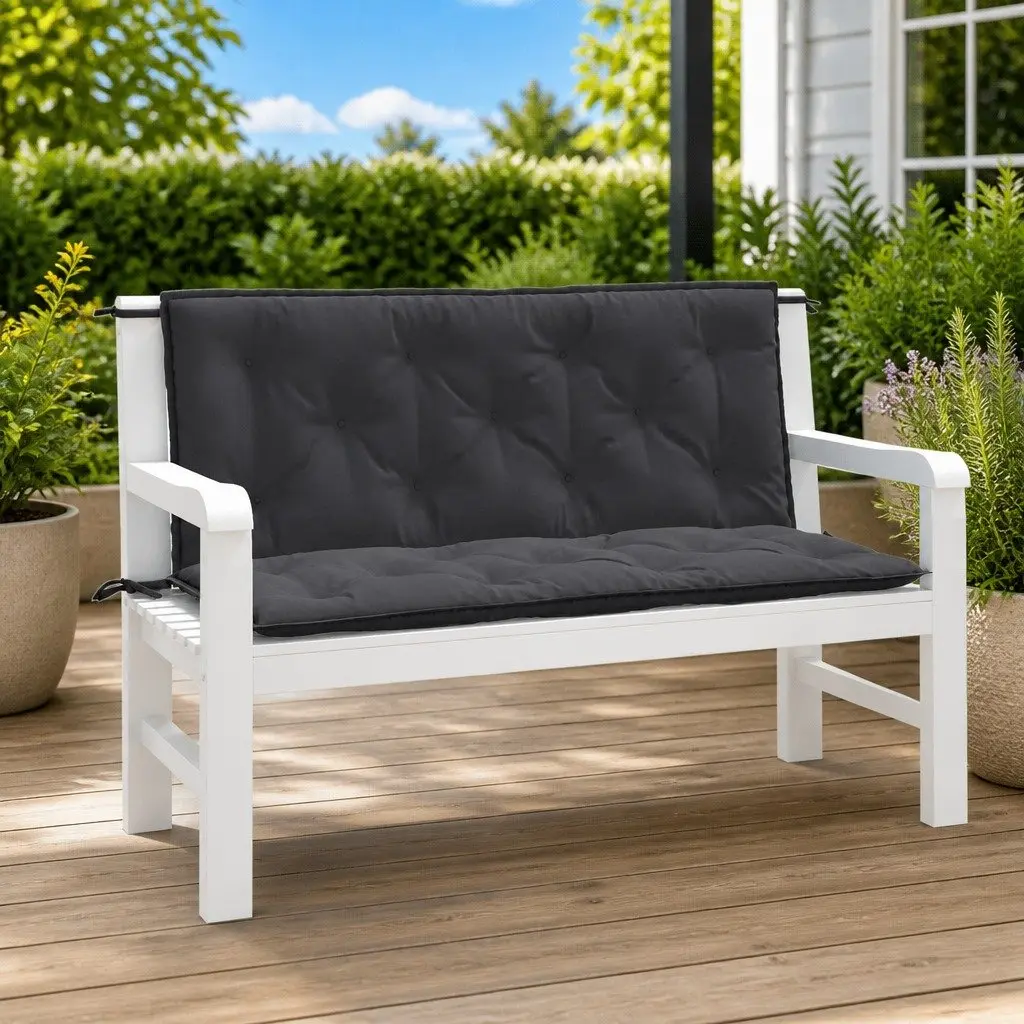 Garden Bench Cushions 120x50x7cm 2 Pieces Anthracite Outdoor Patio Seating Pad