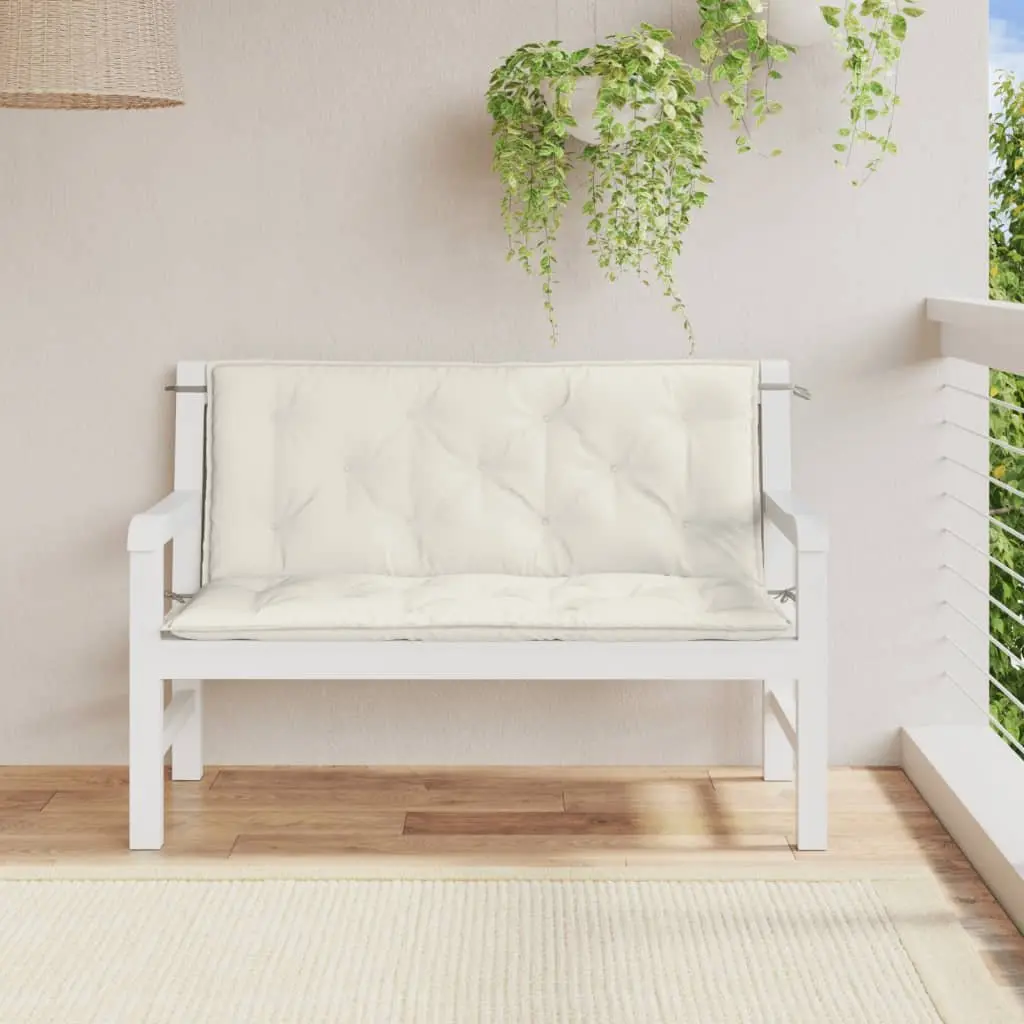 Garden Bench Cushions 2 Pieces Outdoor Seating Pad Cream 120x50x7 cm