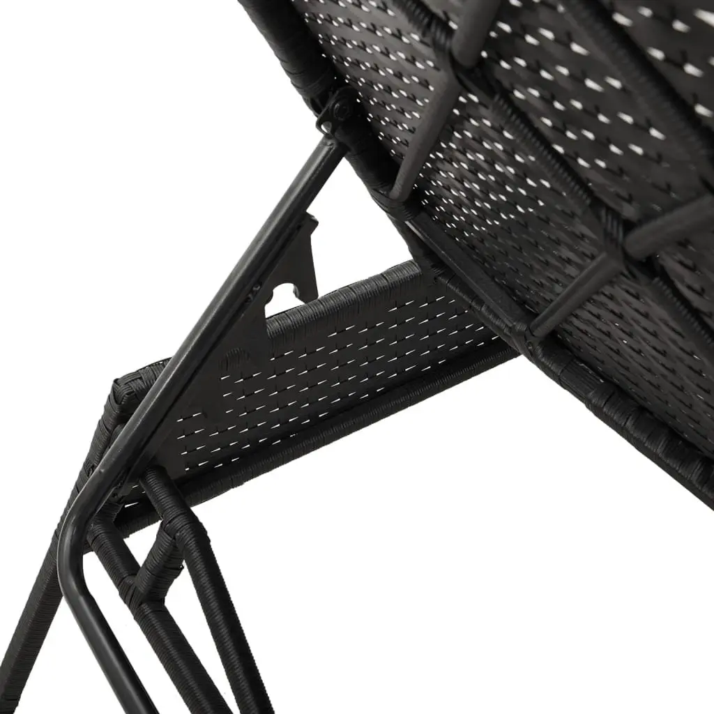 Sun Lounger Adjustable Reclining Lounge Chair with Cushion Black PE Rattan Frame