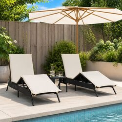 Enhance Your Outdoor Space with 2 Sun Loungers and Table