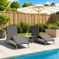 Enhance Your Garden with This Grey Sun Lounger Set