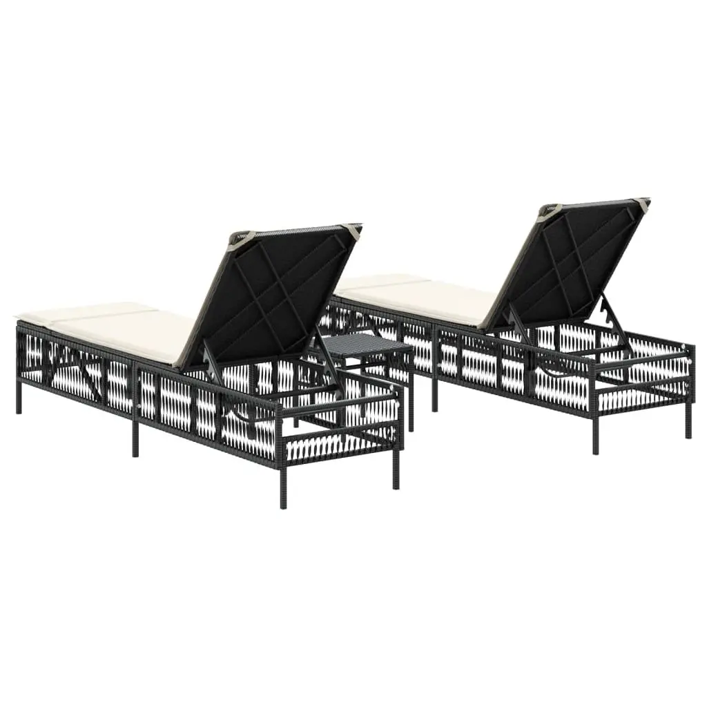 Sun Loungers 2 pcs Adjustable Backrest Black Outdoor Garden Furniture