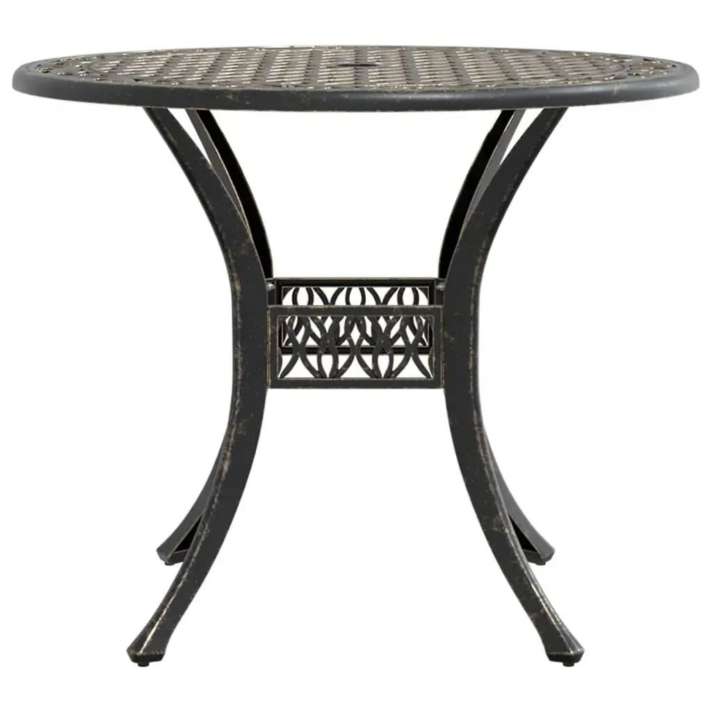 Garden Table Ø90x75 cm Brown Round Outdoor Patio Furniture with Umbrella Hole