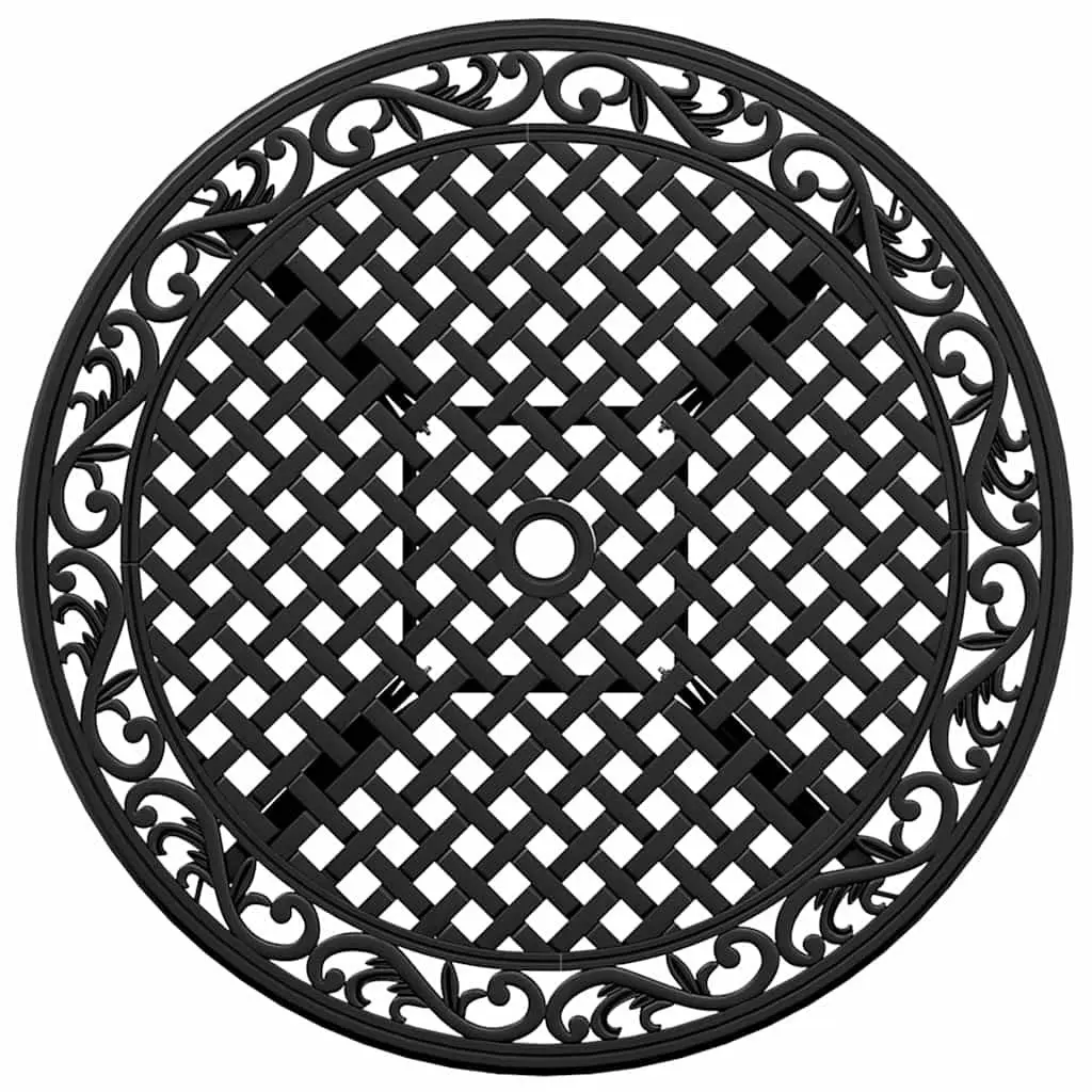 Garden Table 90 cm Round Black Outdoor Patio Furniture with Umbrella Hole