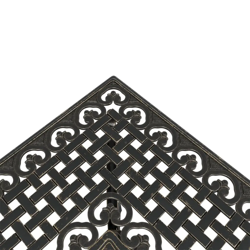 Garden Table 80x80x75cm Brown Cast Aluminium Outdoor Patio Furniture with Umbrella Hole