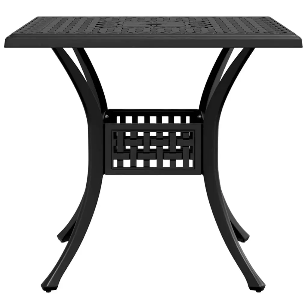Garden Table 80x80x75 cm Black Cast Aluminium with Umbrella Hole