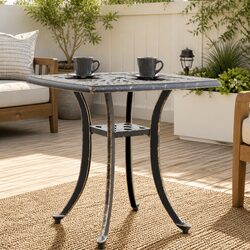 Brown Outdoor Garden Table: Durable with Umbrella Access