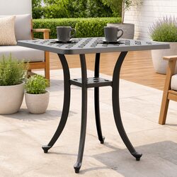Enhance Your Space with This Black Square Garden Table 53x53x53 cm