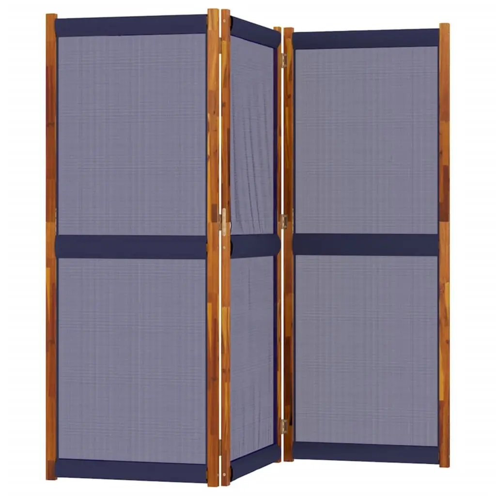3-Panel Room Divider 210 x 180 cm Blue Folding Privacy Screen Indoor Outdoor Space Partition