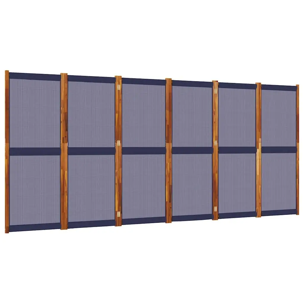 6-Panel Room Divider Dark Blue Folding Privacy Screen Indoor Outdoor Partition