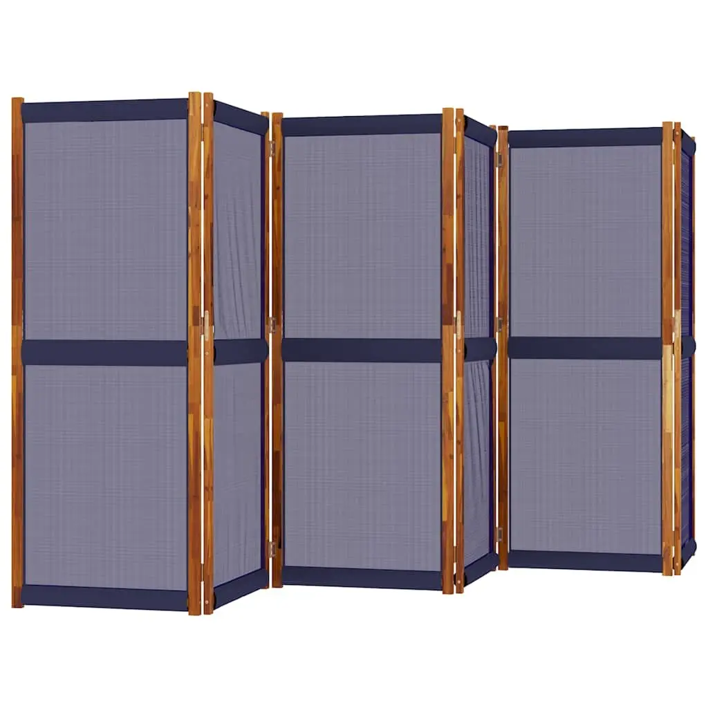 6-Panel Room Divider Dark Blue Folding Privacy Screen Indoor Outdoor Partition