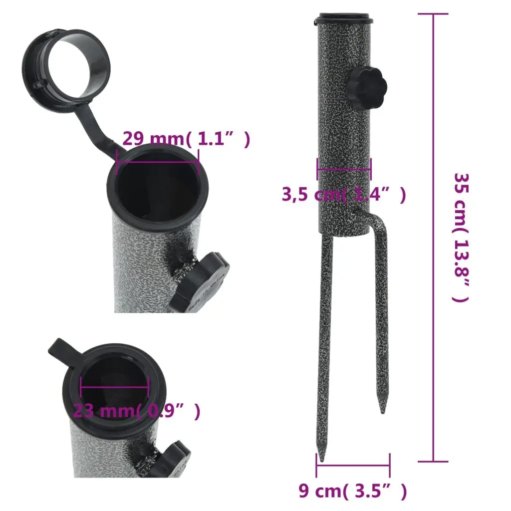 Parasol Stands 2 pcs Ground Insert Galvanised Steel Outdoor Umbrella Holder Base