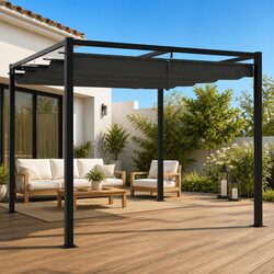 Spacious Outdoor Patio Gazebo 3x3m Retractable Roof