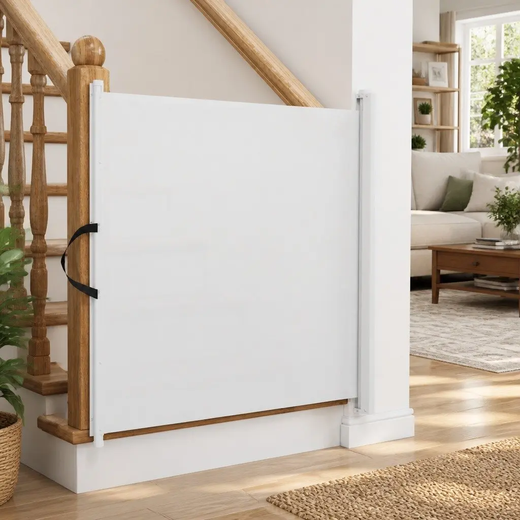 Retractable Pet Gate 102.5x125 cm Portable Indoor Fence White
