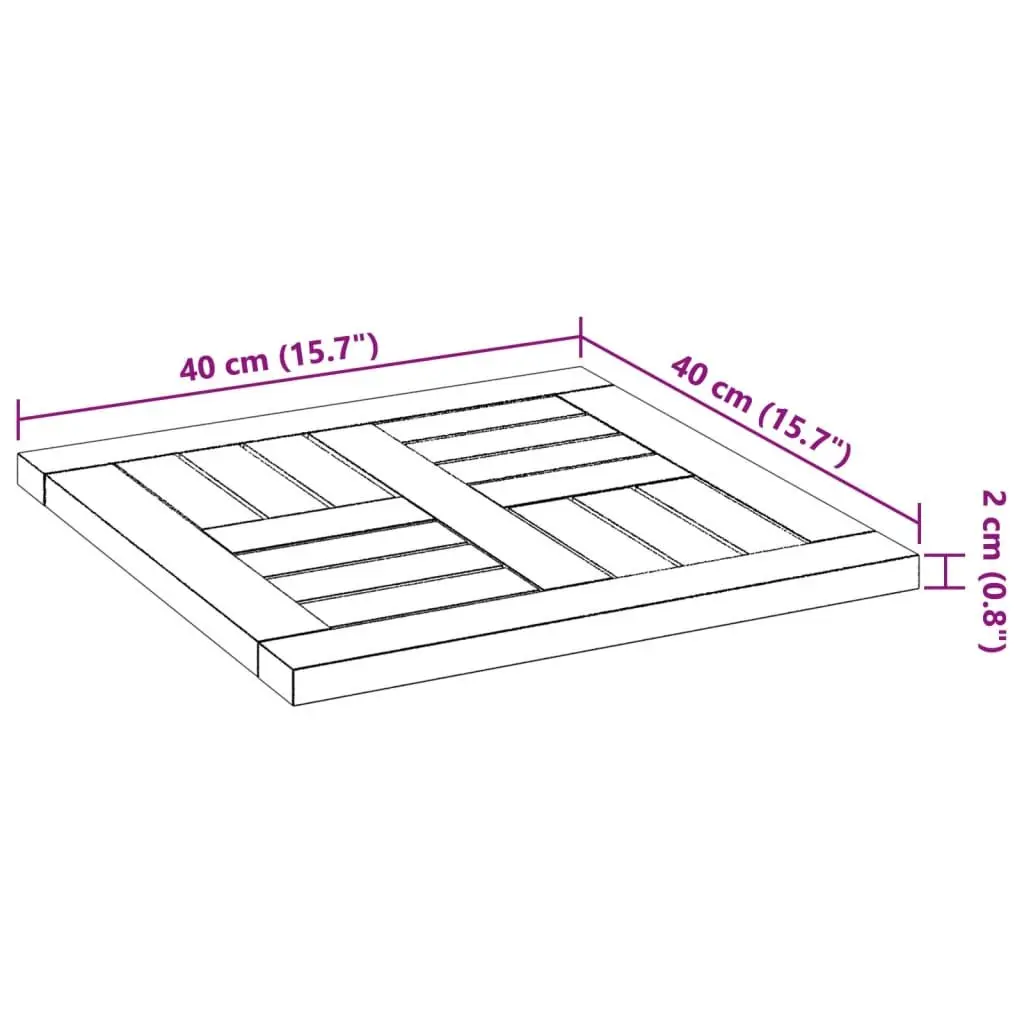 Square Table Top 40x40x2cm Solid Acacia Wood Replacement for Dining Garden Furniture