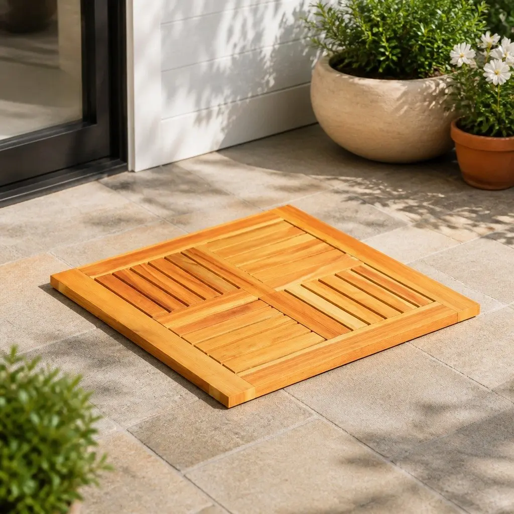 Square Wooden Table Top 60x60 cm Solid Acacia Brown Replacement Dining Garden