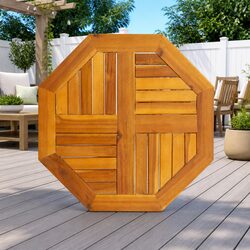 Octagonal Wooden Table Top 60x60x2cm Brown Garden Dining Furniture Replacement