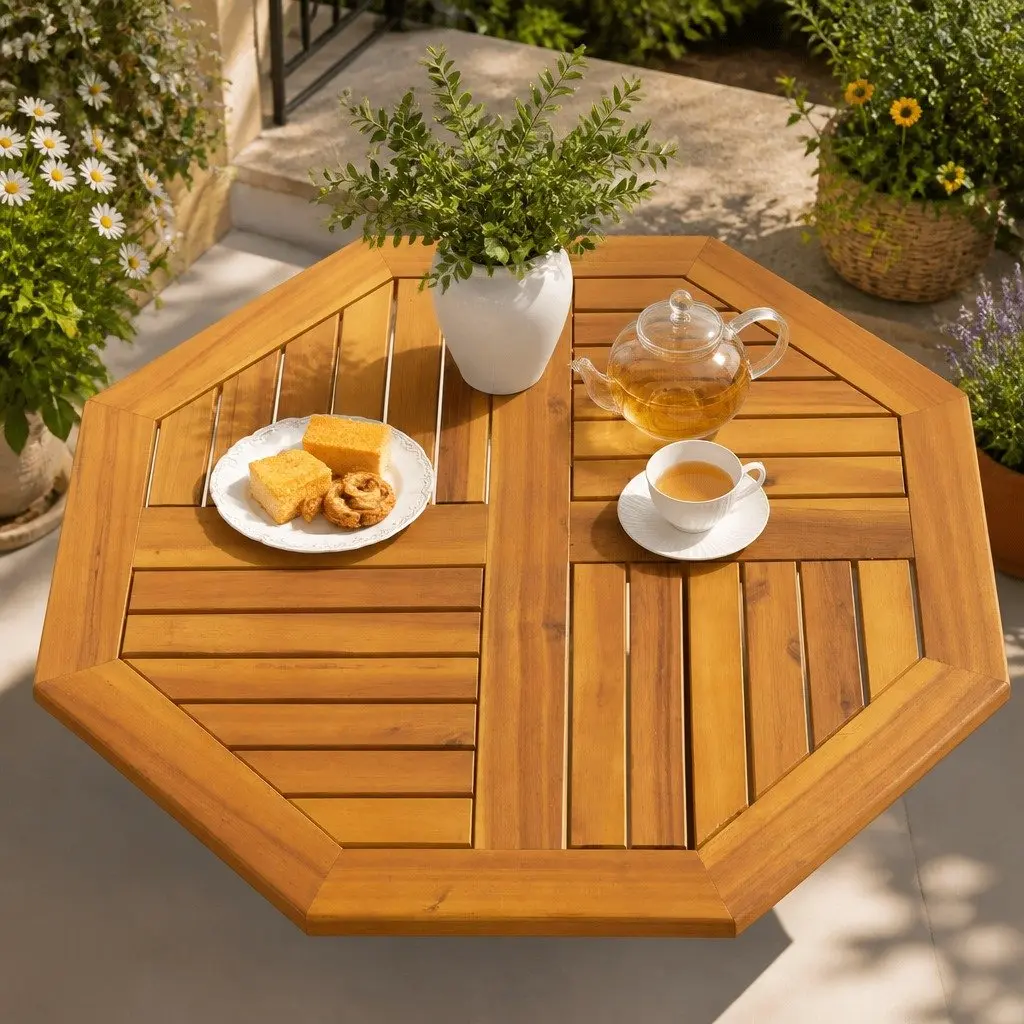 Solid Wood Acacia Table Top 70x70x2cm Octagonal Durable Brown Replacement
