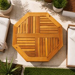 Octagonal Solid Wood Table Top 80x80x2.2cm Acacia Brown Replacement Dining