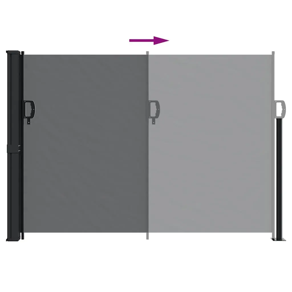 Retractable Side Awning 140x300 cm Black Water and UV Resistant Outdoor Privacy Screen