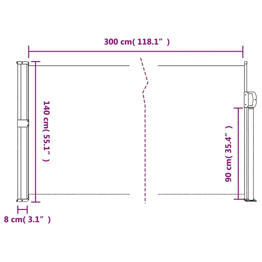 Retractable Side Awning 140x300cm Outdoor Privacy Screen Water and UV Resistant