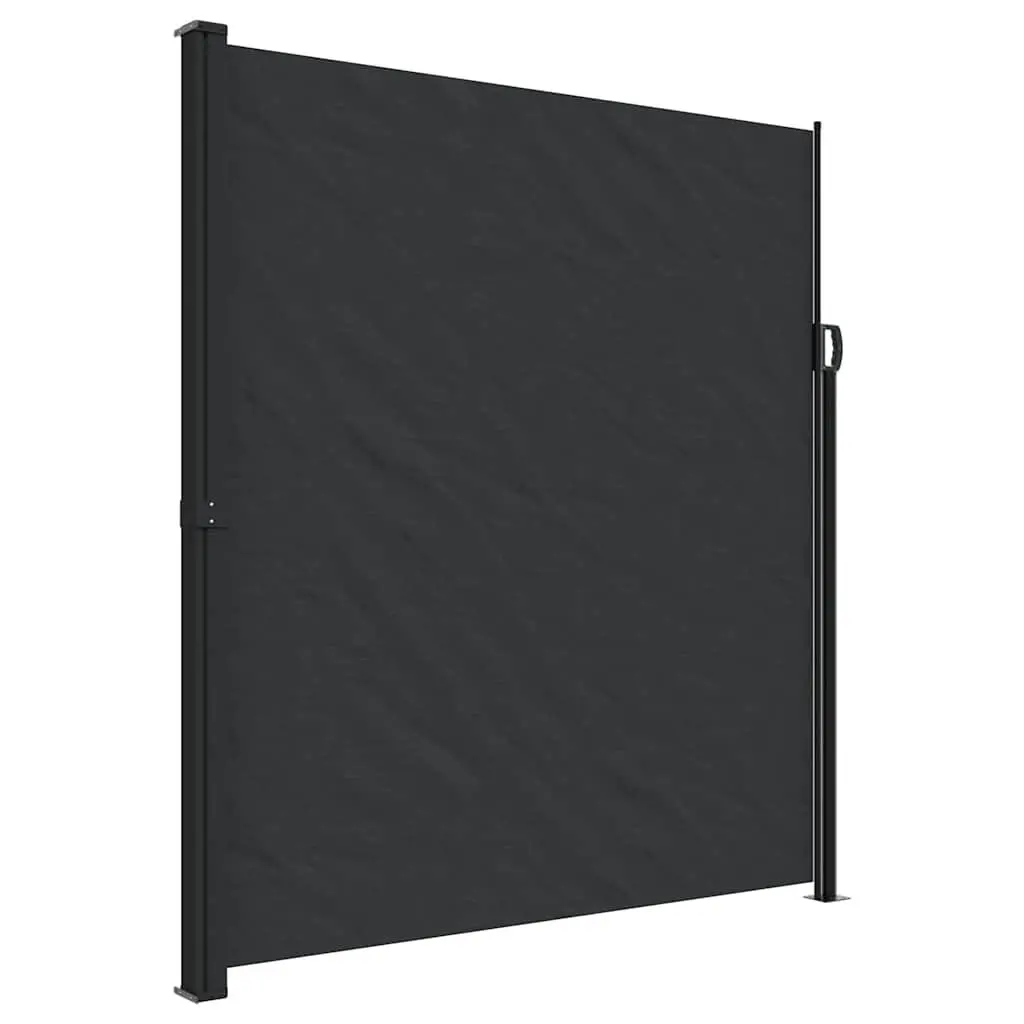 Retractable Side Awning 220x300 cm Black Water and UV Resistant Garden Privacy Screen for Patio Balcony