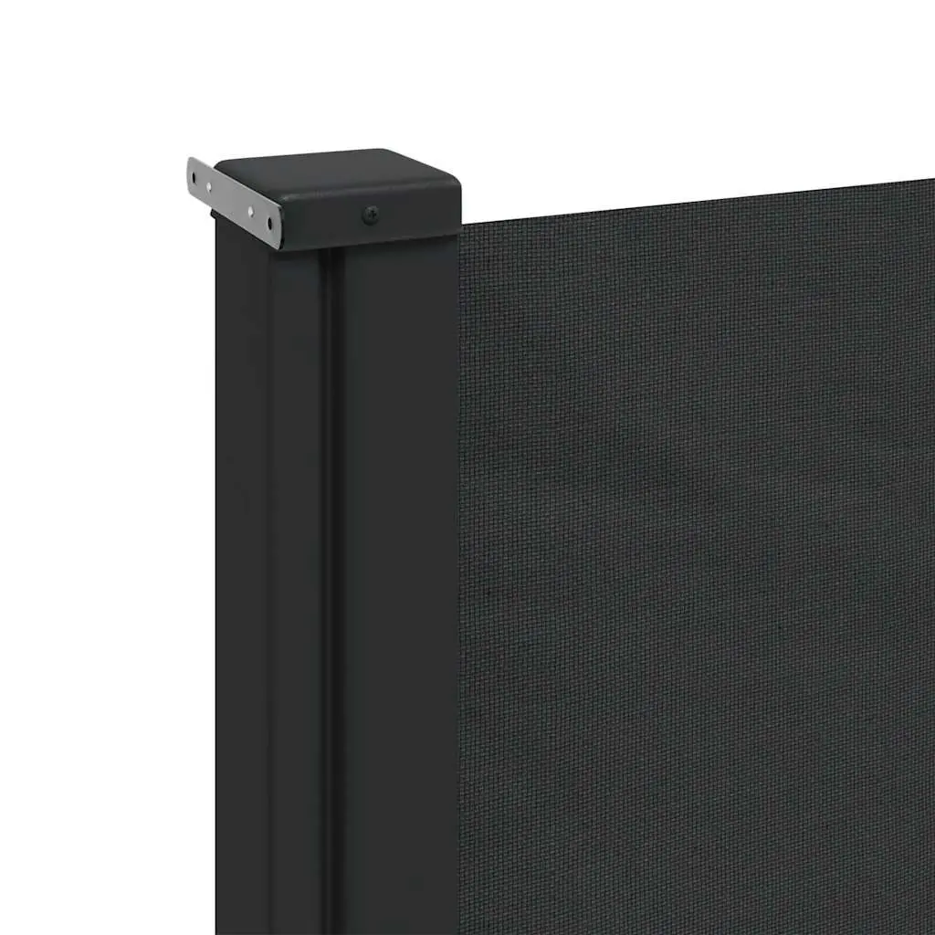 Retractable Side Awning 200x500 cm Black Water and UV Resistant Fabric Garden Privacy Screen