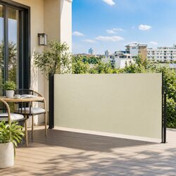 Retractable Side Awning 120x600 cm Cream Patio Balcony Terrace Garden Privacy