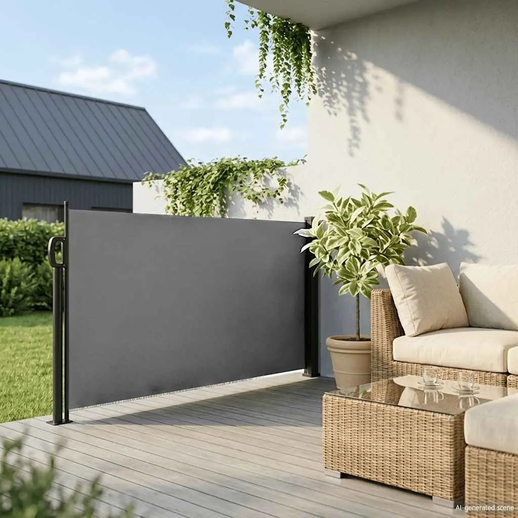 Retractable Side Awning 120x600cm Anthracite Water and UV Resistant Garden Privacy Screen