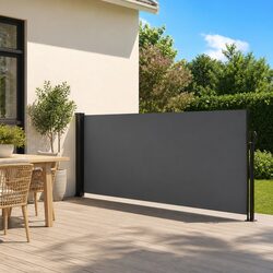 Retractable Side Awning Anthracite 140x600cm Garden Privacy Screen Outdoor Patio